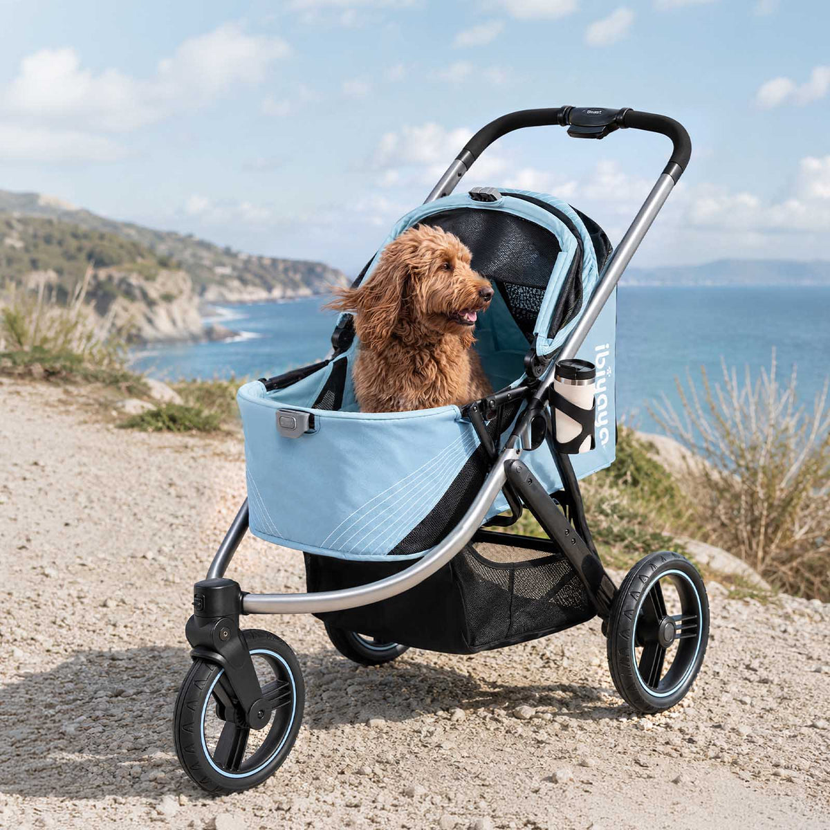 The Beast Pet Jogging Stroller, 3-Wheel All-Terrain Dog-Cat Pram